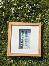 Unique Handmade Sea Glass & Picture Box Frame Beach Art - Ocean Wall Hanging