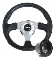 340mm Black Leather Steering Wheel + Boss fits Vauxhall Vectra A 2.0i GT 88-95