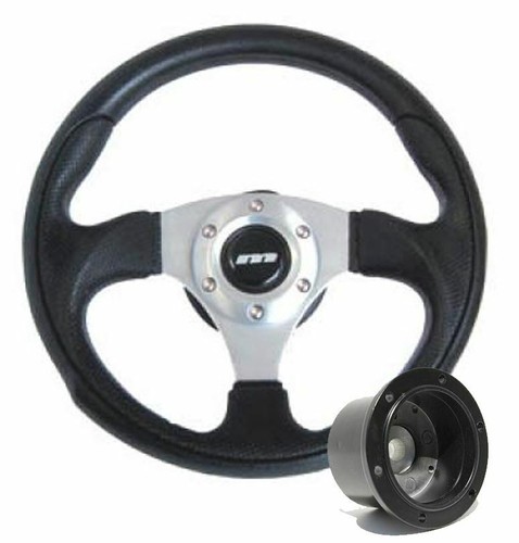 340mm black leather - 340mm, steering