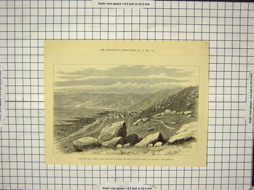 Original old antique print - old,
