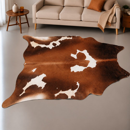 Genuine brown white - genuine, cowhide