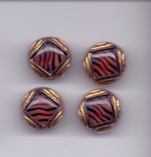 4 vintage glass buttons