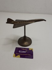 Vintage Brass Concorde Supersonic Jet Plane Airliner Aircraft Desk Ornament