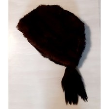 Vintage Men's Winter Fur Hat with Tail - Possibly Beaver