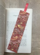 Handmade Fabric Bookmark William Morris Strawberry Thief Red