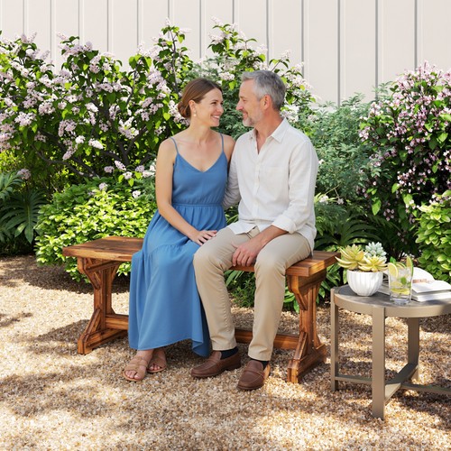 Wooden garden bench - garden, bench,