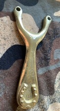 SOLID BRASS GYPSY STYLE LUCKY HORSE SHOE SLINGSHOT / CATAPULT- HUNTING POACHER