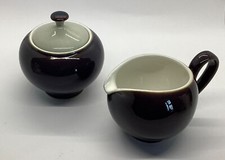 DENBY Amethyst Creamer / Milk Jug & Sugar Bowl Lidded Stoneware Pottery Unused