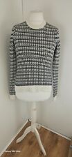 Hobbs NW3 Jumper Black & Cream Knit 100% Cotton S