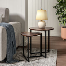 Nest Of 2 Nested Nesting Tables Side End Coffee Table Metal Wood for Living Room