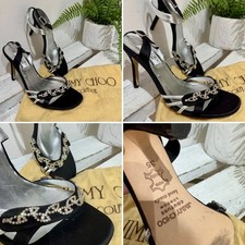 JIMMY CHOO Couture Hand Made Swarovski Crystal Open Slingback Shoes Size 35 UK 2