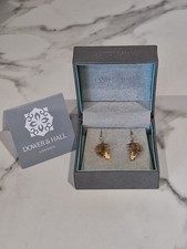 DOWER & HALL  Gold Over Sterling Silver Leaf Dangle/Drop Earrings ( NIB)