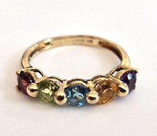 9ct Yellow Gold Ring 5x Multi Stones Full UK Hallmarked Ring Size L