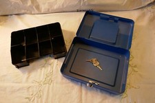 A small Helix Cash Box in Blue - Two Keys and coin tray - Portable