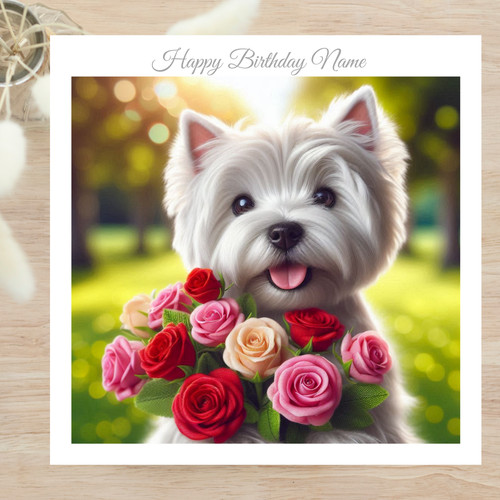 Westie with roses personalised - westie,