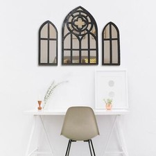 3 Pieces Gothic Wall Mirrors Baroque Wall Mirrors Rustic Arched Wall Mirrors