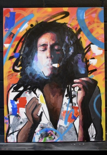 Bob marley painting 40x30 - bob,