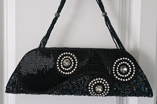 Black beaded rhinestone - black,