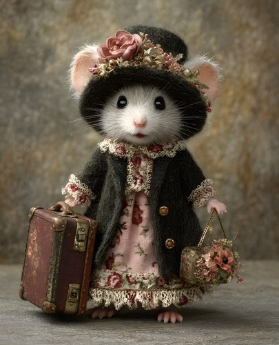 Victorian toy mouse traveler - mouse,