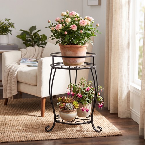 Black metal plant stand - black,