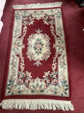 SUPERB BURGUNDY RED THICK PILE 100% WOOL CHINESE RUG EXCELLENT CONDITION 64”x37”