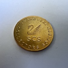 Swarovski Collectors Society 1993 SCS Gold Tone Coin (2.5cm) - No Box & VGC
