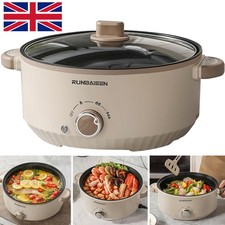 4L Electric Slow Cooker Glass Lid Non Stick Rice Cooking Frying Pan Stew Pot UK