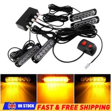 4x 12V 24V 6 LED Amber Strobe