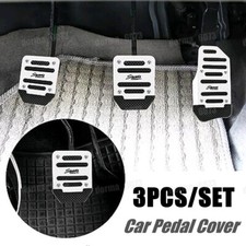 3Pcs Silver Non-slip Car Automatic Gas Brake Foot Pedal Pad Cover Universal