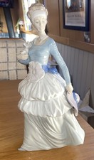 Large NAO By Lladro Figurine Girl holding a hat and a puppy dog 