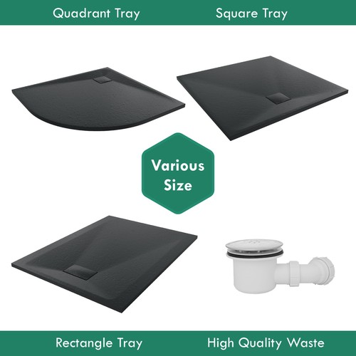 Smc black shower tray for - black,
