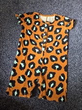 Lindex Scandi Terry Leopard Print Summer Romper Outfit 86 Age 12 18 Months