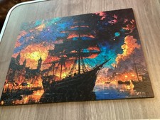 Galleon ship fire  jigsaw  Puzzle 11 x 15  3 mm. 230 pcs