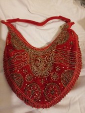 Stunning Beaded Red Bag Xmas Party Nice Sparkley