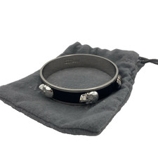 Alexander McQueen Enamel 3D Skull Bangle Black and Silver                    B14