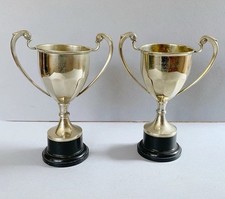 Vintage Pair 1940’s Silver Plated Trophy Cups Sporting Challenge 8” High EPNS