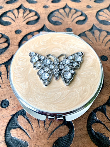 Vintage butterfly compact - vintage,