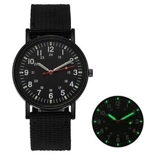 Military Mens Canvas Strap Analog Quartz Luminious Sport Wrist Watch Gift