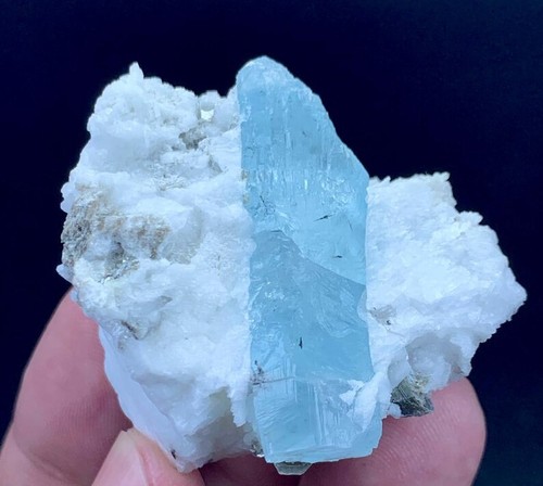 Aquamarine crystal with quartz