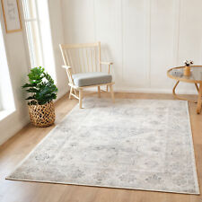 Bohemian Vintage Traditional Distressed Faded Natural Beige Grey Colored Mat
