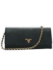 Authentic Prada Saffiano bag with chain BLUE 