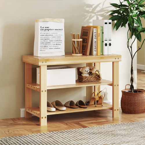 Tier retro bamboo shoe rack - 3-tier,
