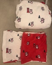 M&S Percy Pig Fleece Christmas Bedding Double