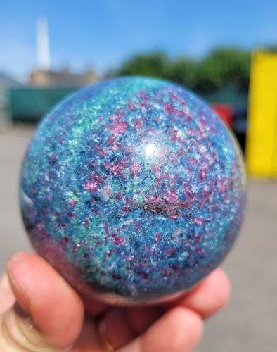 Blue apatite crystal sphere - apatite,