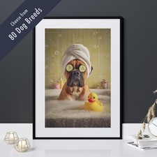 Funny Dog in Bath Print –