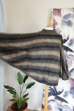 JAEGER Brown striped Mohair & Wool blend cape poncho jumper size M/L