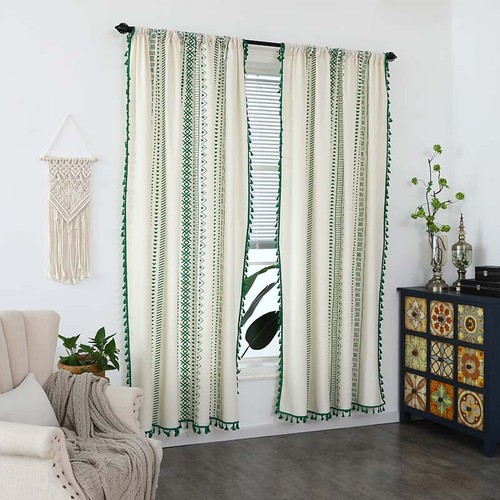 Green tribal pattern cotton - green,