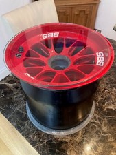 F1 BBS wheel rim coffee table, red with glass top