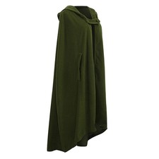 Casual Women Winter Cloak Hooded Sleeveless Button Closure Long Cape Costume