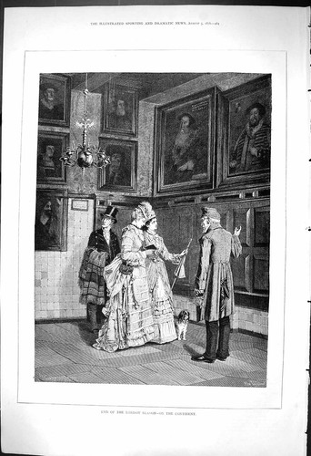 Old antique print 1876 - old, end